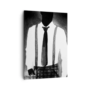 Impression sur toile - Image sur toile - Personnages de style noir, élégance et mystère en noir et blanc - 50x70cm - Ambiance noire - Décoration murale moderne pour le salon et la chambre ARTTOR