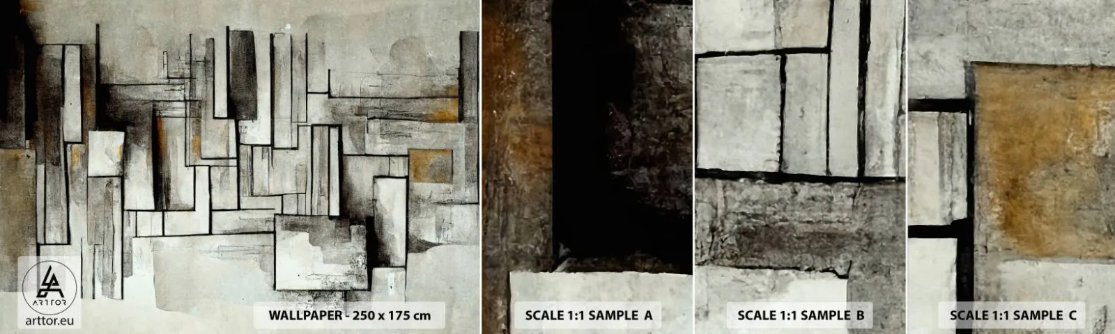 Échantillon de Papier Peint Autocollant Deluxe Sticker - Le pouvoir de la simplicité - Morceau, Vieilli, Tirets - 100x30 cm