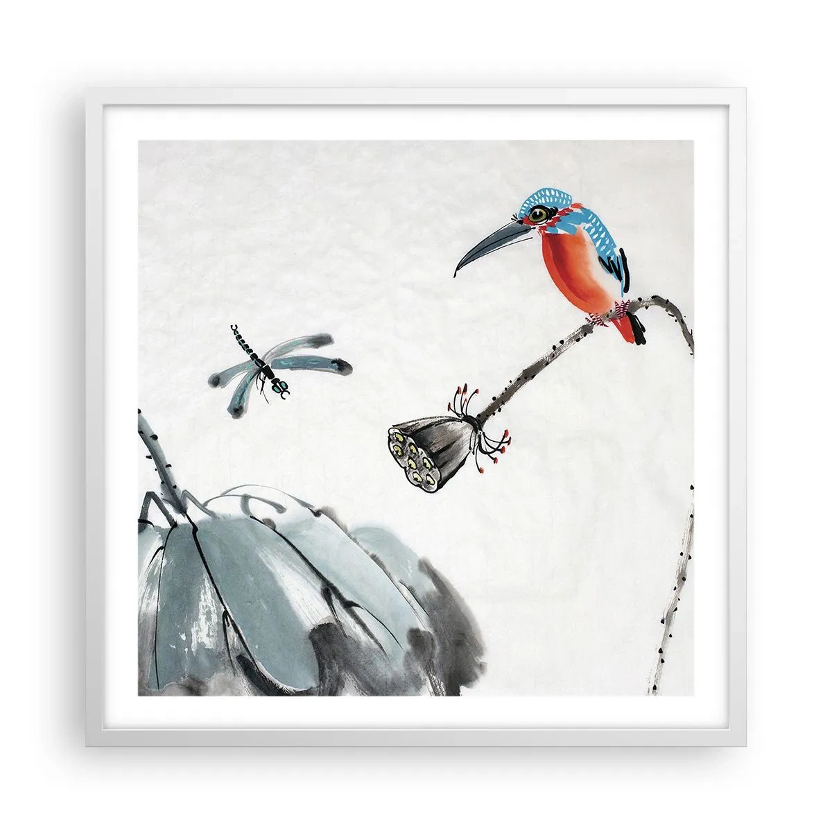 Affiche dans un cadre blanc - Poster - La vie du champ - 60x60 cm