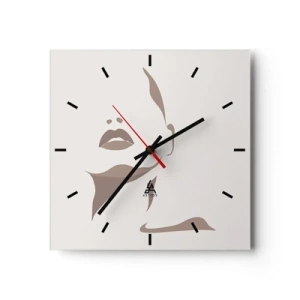 Horloge murale - Pendule murale - Contour minimaliste du visage d'une femme dans des tons beiges délicats - 30x30cm - Fait de lumière et d'ombre - Décoration murale moderne pour le salon et la chambre ARTTOR