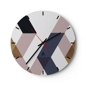 Horloge murale - Pendule murale - Formes géométriques dans les tons beige et marron - 30x30cm - Plats et angles - Décoration murale moderne pour le salon, la cuisine et la chambre ARTTOR