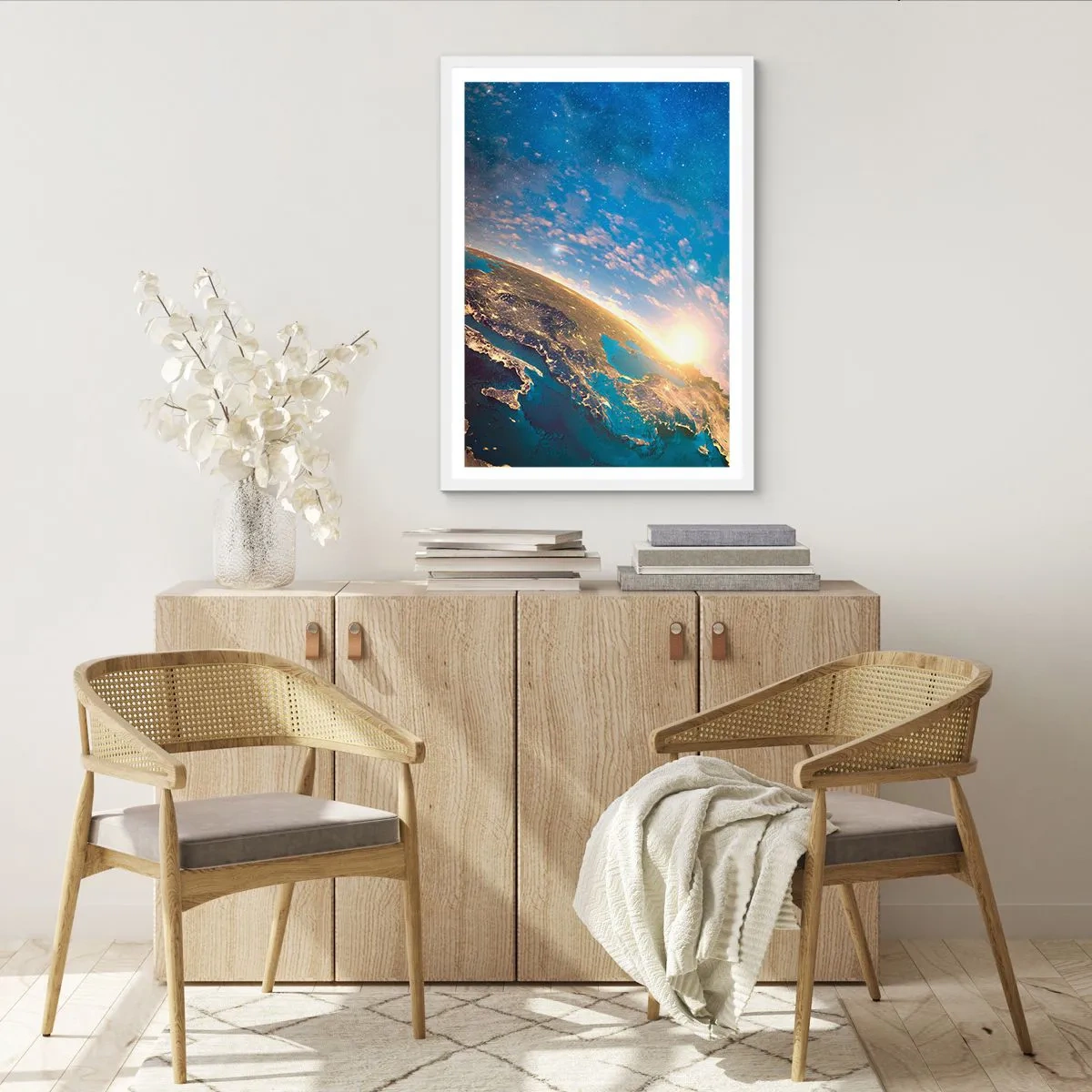 Affiche dans un cadre blanc - Poster - Regardons-nous de loin - 70x100 cm