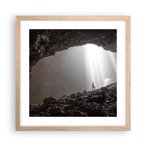 Affiche dans un chêne clair - Poster - Grotte lumineuse - 40x40 cm