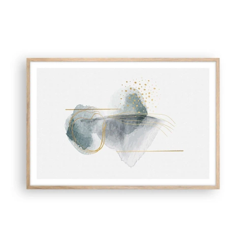 Affiche dans un chêne clair - Poster - À propos de la relation entre le gris et l'or - 91x61 cm