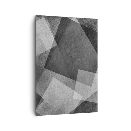 Impression sur toile - Image sur toile - Abstraction en noir et blanc avec des formes géométriques - 70x100cm - Le symbole éternel de durabilité et d'ordre - Décoration murale moderne pour le salon et la chambre ARTTOR