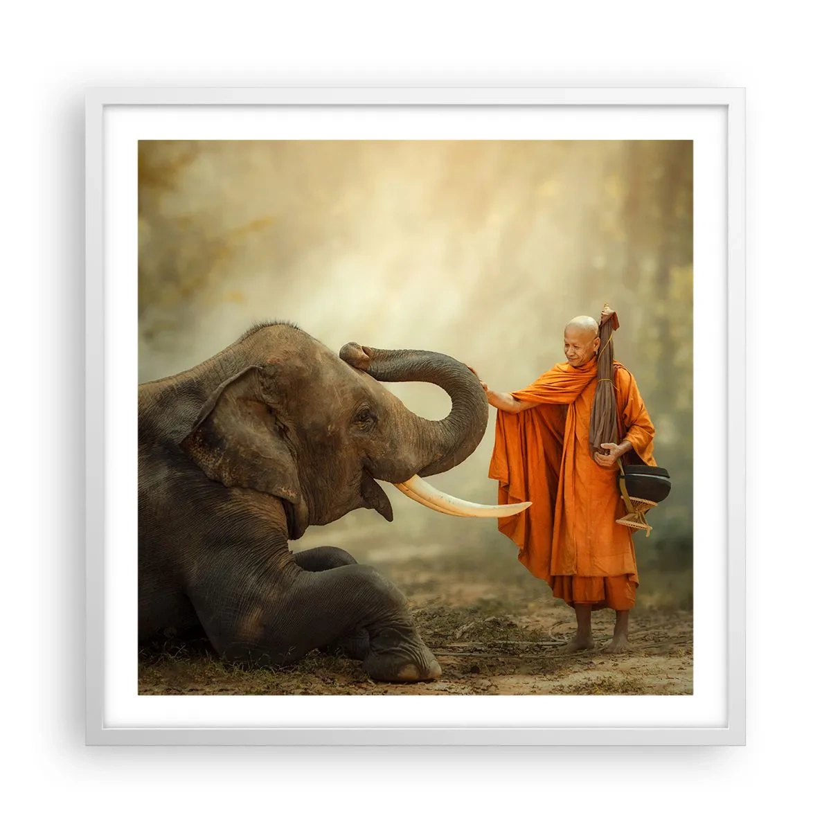 Affiche dans un cadre blanc - Poster - Rencontre en voyageant - 60x60 cm