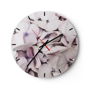 Horloge murale - Pendule murale - Fleurs d'hortensia rose clair dans une composition subtile - 30x30cm - Dans un flot de fleurs - Décoration murale moderne pour le salon, la cuisine et la chambre ARTTOR