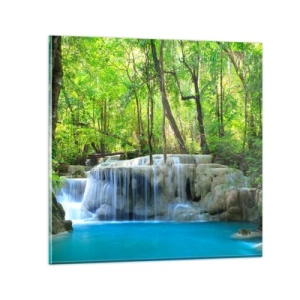 Impression sur verre - Image sur verre - Se noyer dans le turquoise et le vert - 40x40 cm