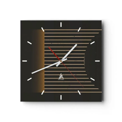 Horloge murale - Pendule murale - Motif géométrique à rayures sur fond sombre - 30x30cm - Explorez les ténèbres - Décoration murale moderne pour le salon et la chambre ARTTOR