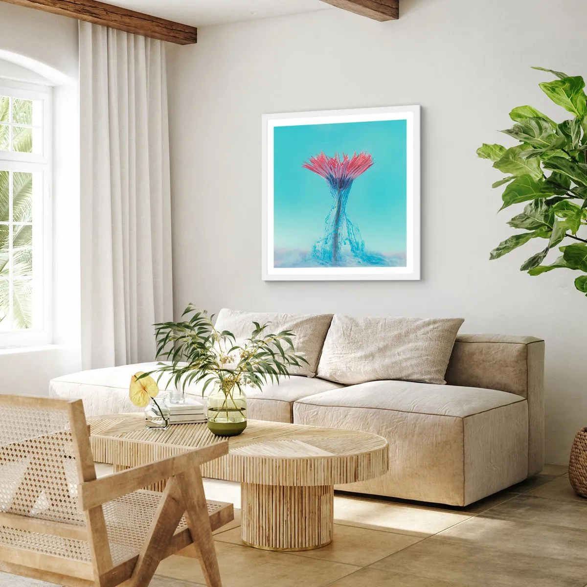 Affiche dans un cadre blanc - Poster - Dans une étreinte vivifiante - 60x60 cm