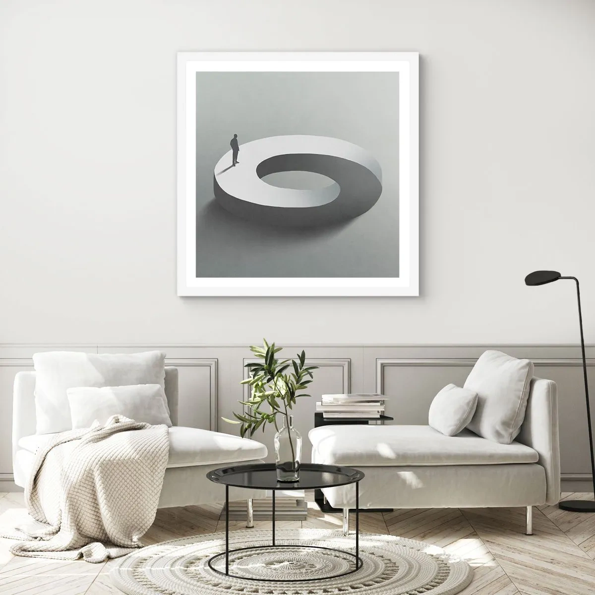 Affiche dans un cadre blanc - Poster - Et sois intelligent ici - 40x40 cm