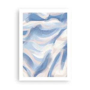 Affiche - Poster - Vague abstraite dans les tons de bleu et de beige - 50x70cm - Vagues bleues - Décoration murale moderne pour le salon et la chambre ARTTOR