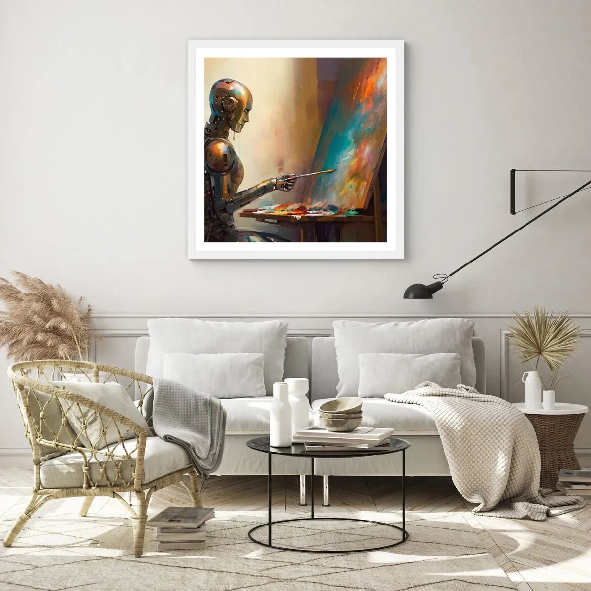Affiche dans un cadre blanc - Poster - L'art du futur - 40x40 cm