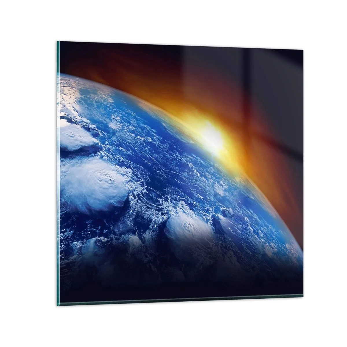 Impression sur verre - Image sur verre - Lever de soleil sur la planète bleue - 30x30 cm