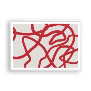 Affiche dans un cadre blanc - Poster - Rouge sur blanc - 100x70 cm