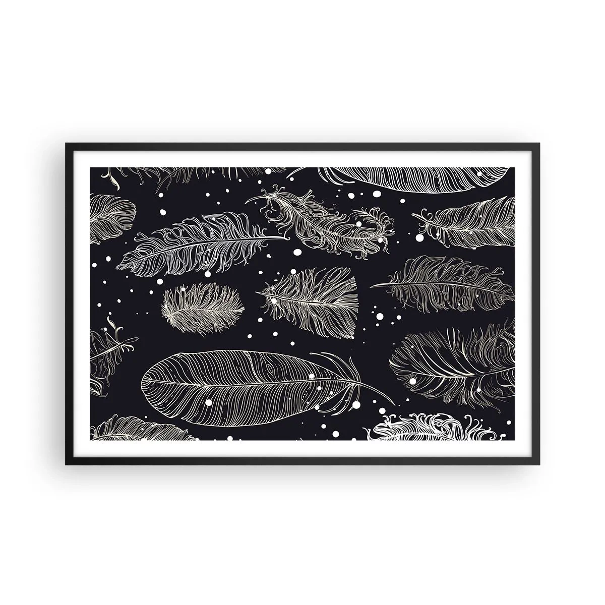 Affiche dans un cadre noir - Poster - Toile de plumes - 91x61 cm