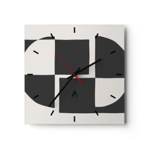 Horloge murale - Pendule murale - Formes géométriques abstraites en noir et blanc - 30x30cm - Antithèse - Synthèse - Décoration murale moderne pour le salon et la chambre ARTTOR