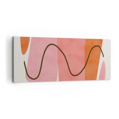 Impression sur toile - Image sur toile - Formes abstraites dans des tons roses et oranges - 120x50cm - mouvement doux des formes - Décoration murale moderne pour le salon et la chambre ARTTOR