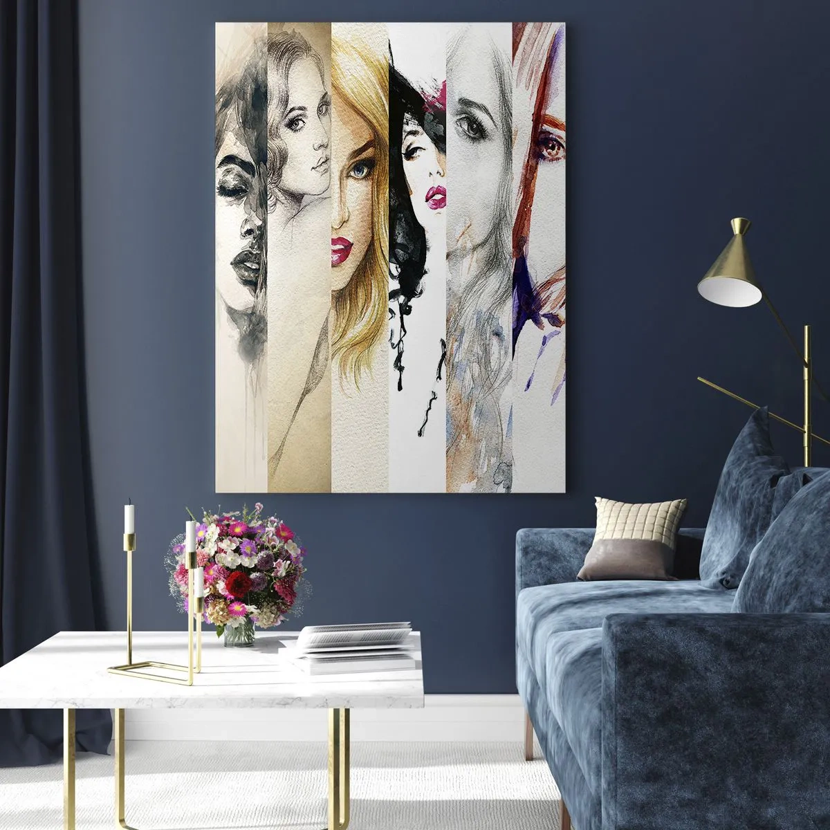 Impression sur verre - Image sur verre - Un collage de portraits de femmes dans divers styles artistiques. - 50x70cm - Et c'est toujours TOI - Décoration murale moderne pour le salon et la chambre ARTTOR