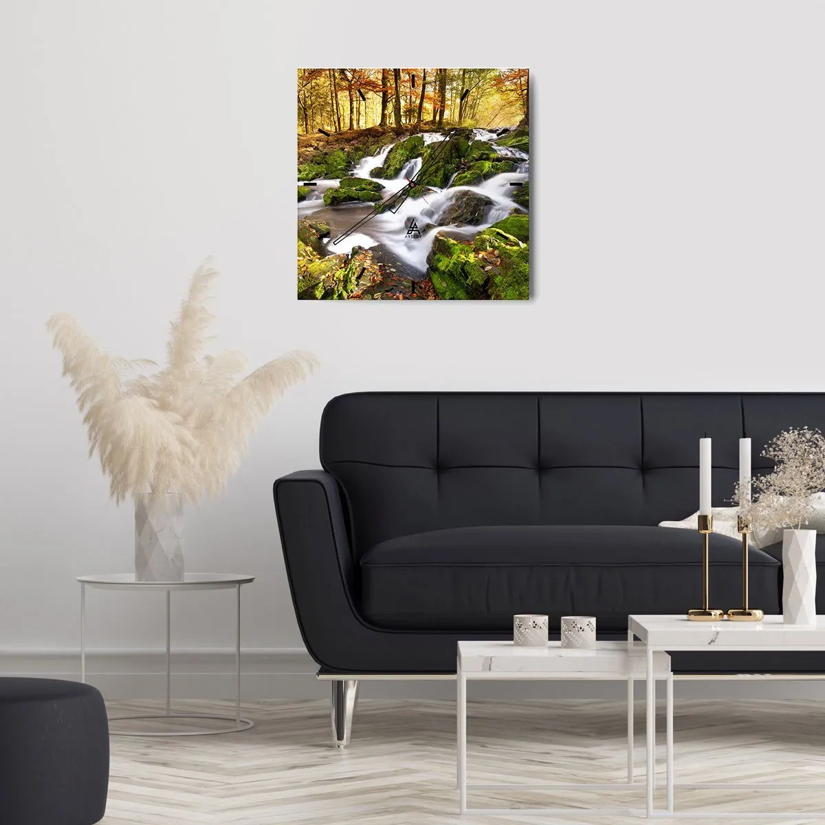 Horloge murale - Pendule murale - Rapidement à travers la forêt d'automne - 30x30 cm