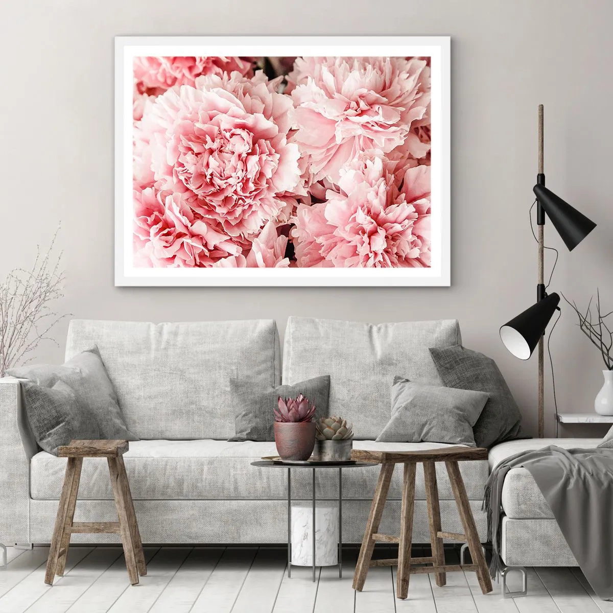 Affiche dans un cadre blanc - Poster - Rêve rose - 70x50 cm