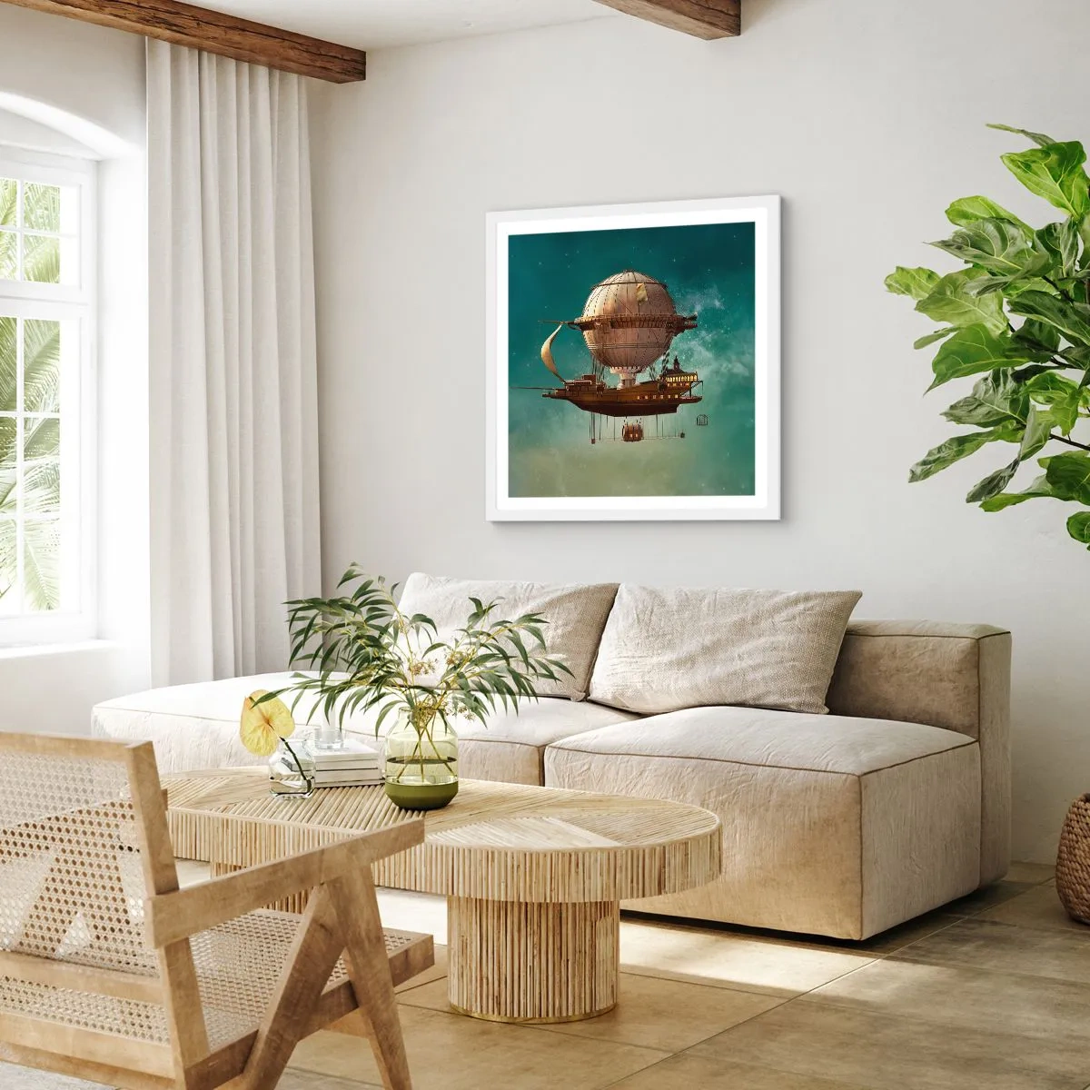 Affiche dans un cadre blanc - Poster - Jules Verne vous salue - 30x30 cm