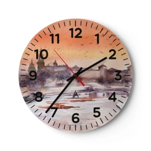 Horloge murale - Pendule murale - Coucher de soleil royal - 30x30 cm