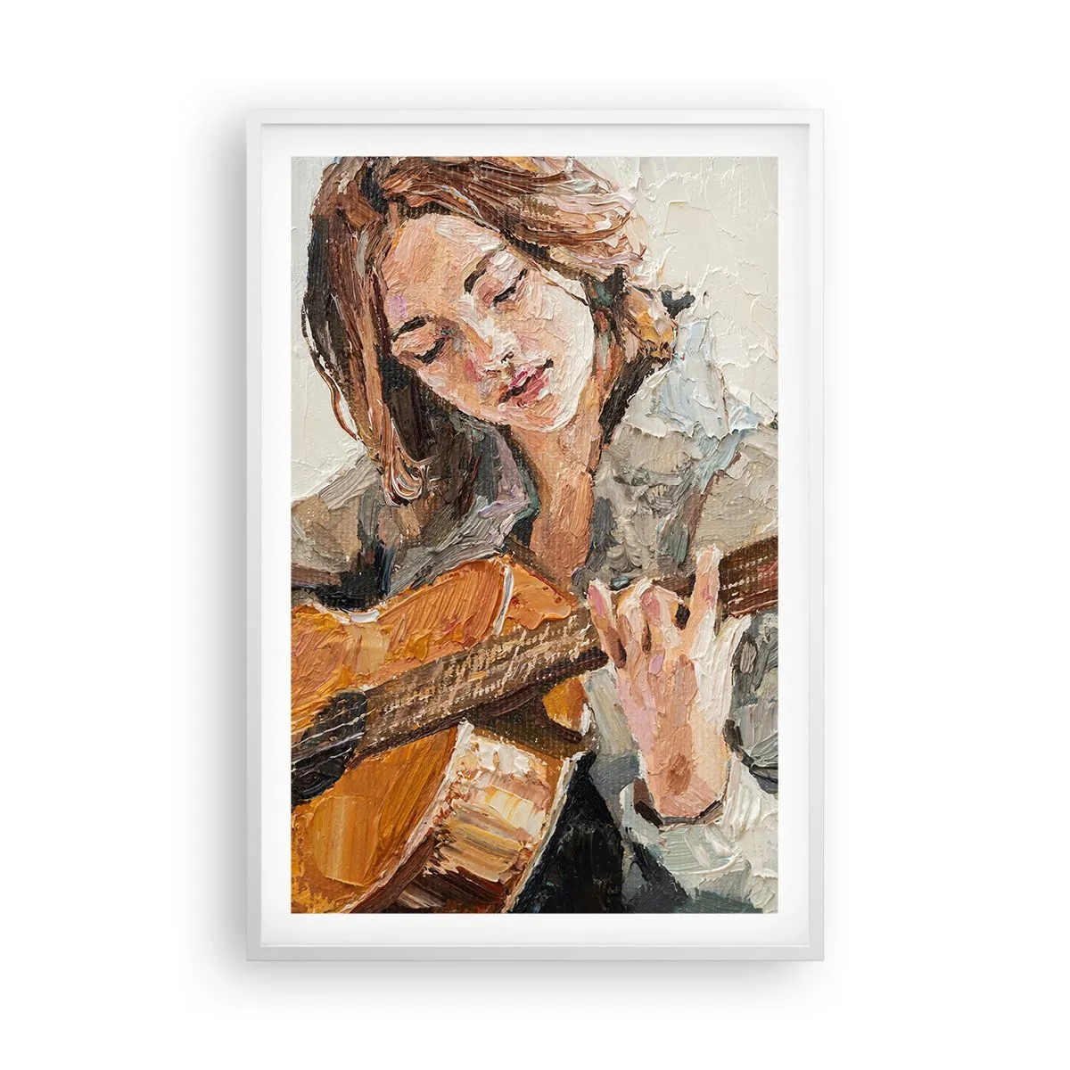 Affiche dans un cadre blanc - Poster - Concerto pour guitare et coeur de fille - 61x91 cm