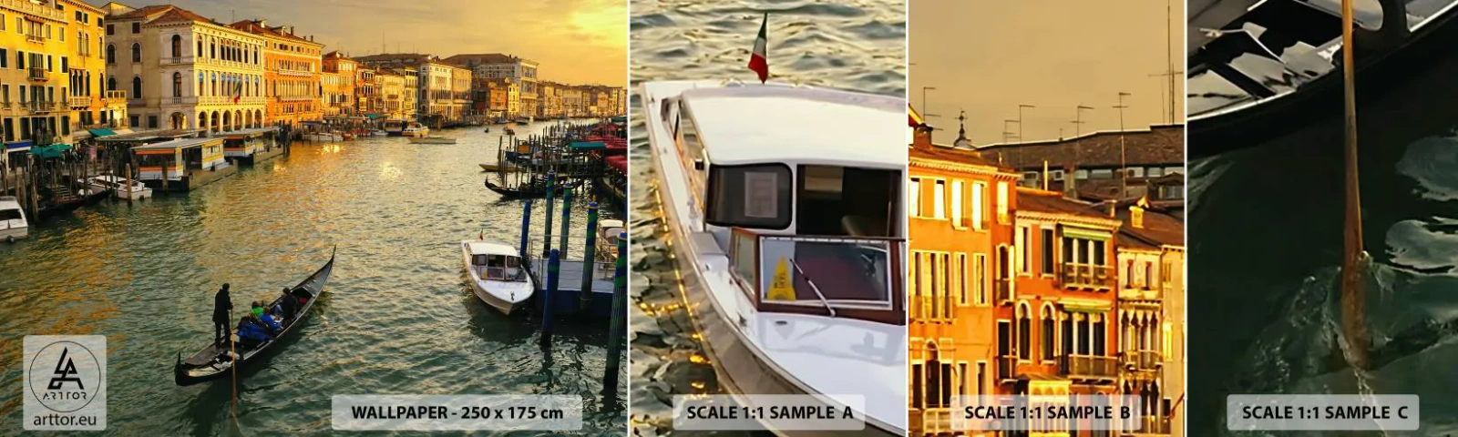 Échantillon De Papier Peint Standard Eco - Du côté ensoleillé de la rue - Ville, Venise, Italie - 100x30 cm