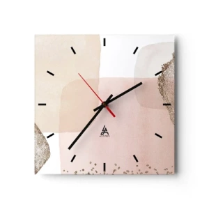 Horloge murale - Pendule murale - Taches pastel avec éléments dorés - 30x30cm - Regard à travers la couleur - Décoration murale moderne pour le salon et la chambre ARTTOR