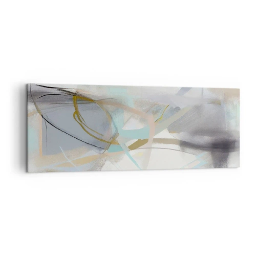 Impression sur toile - Image sur toile - Abstraction pastel aux lignes délicates - 140x50cm - Abstraction brumeuse - Décoration murale moderne pour le salon et la chambre ARTTOR