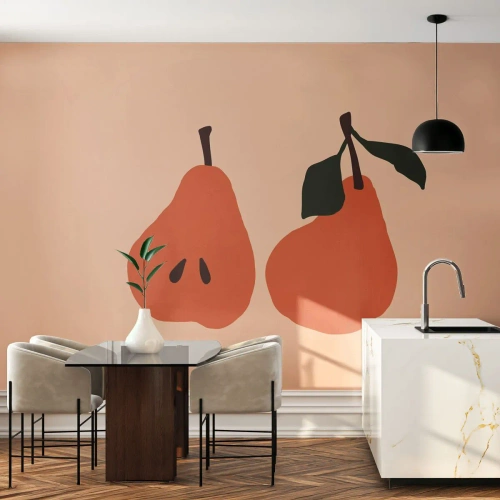 Papier Peint Photo Premium Sand - La douceur elle-même - Poire, Fruit, Minimaliste - 150x105 cm