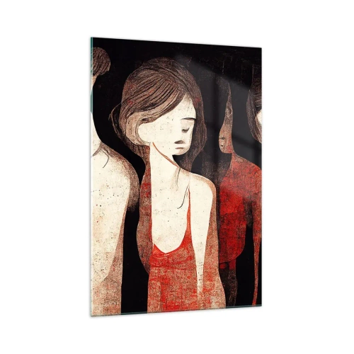 Impression sur verre - Image sur verre - Figures artistiques dans une composition abstraite - 70x100cm - Madones des ténèbres - Décoration murale moderne pour le salon et la chambre ARTTOR