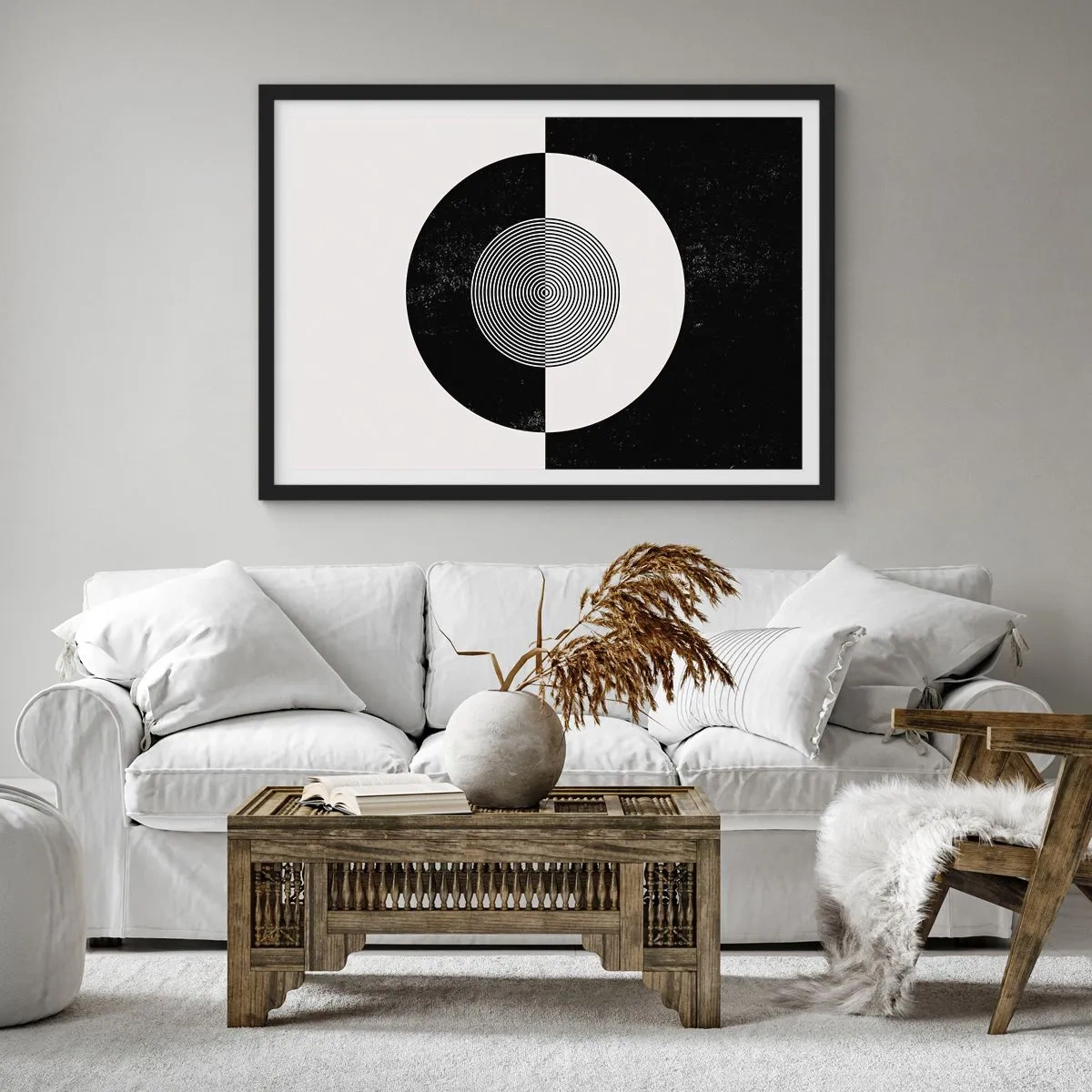 Affiche dans un cadre noir - Poster - Harmonie de noir et blanc - 50x40 cm