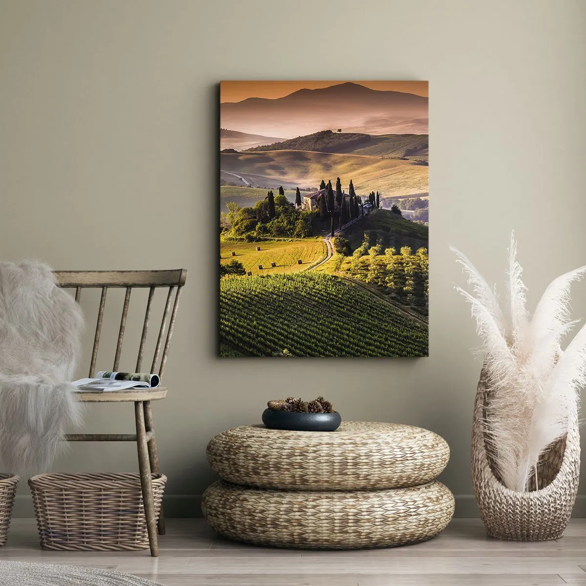 Impression sur toile - Image sur toile - Arcadie - le paysage toscan - 65x120 cm