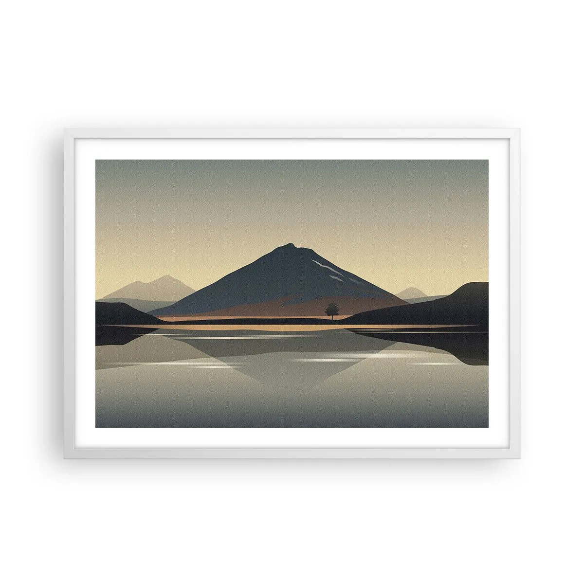 Affiche dans un cadre blanc - Poster - Reflet de miroir - 70x50 cm