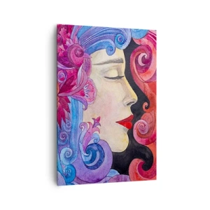 Impression sur toile - Image sur toile - Profil coloré d'une femme dans un style artistique - 70x100cm - L'Art Nouveau est toujours vivant - Décoration murale moderne pour le salon et la chambre ARTTOR