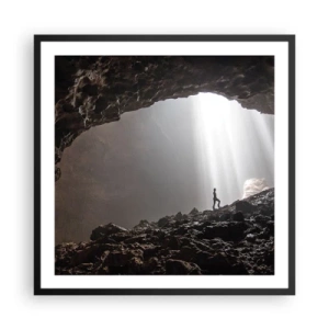 Affiche dans un cadre noir - Poster - Grotte lumineuse - 60x60 cm