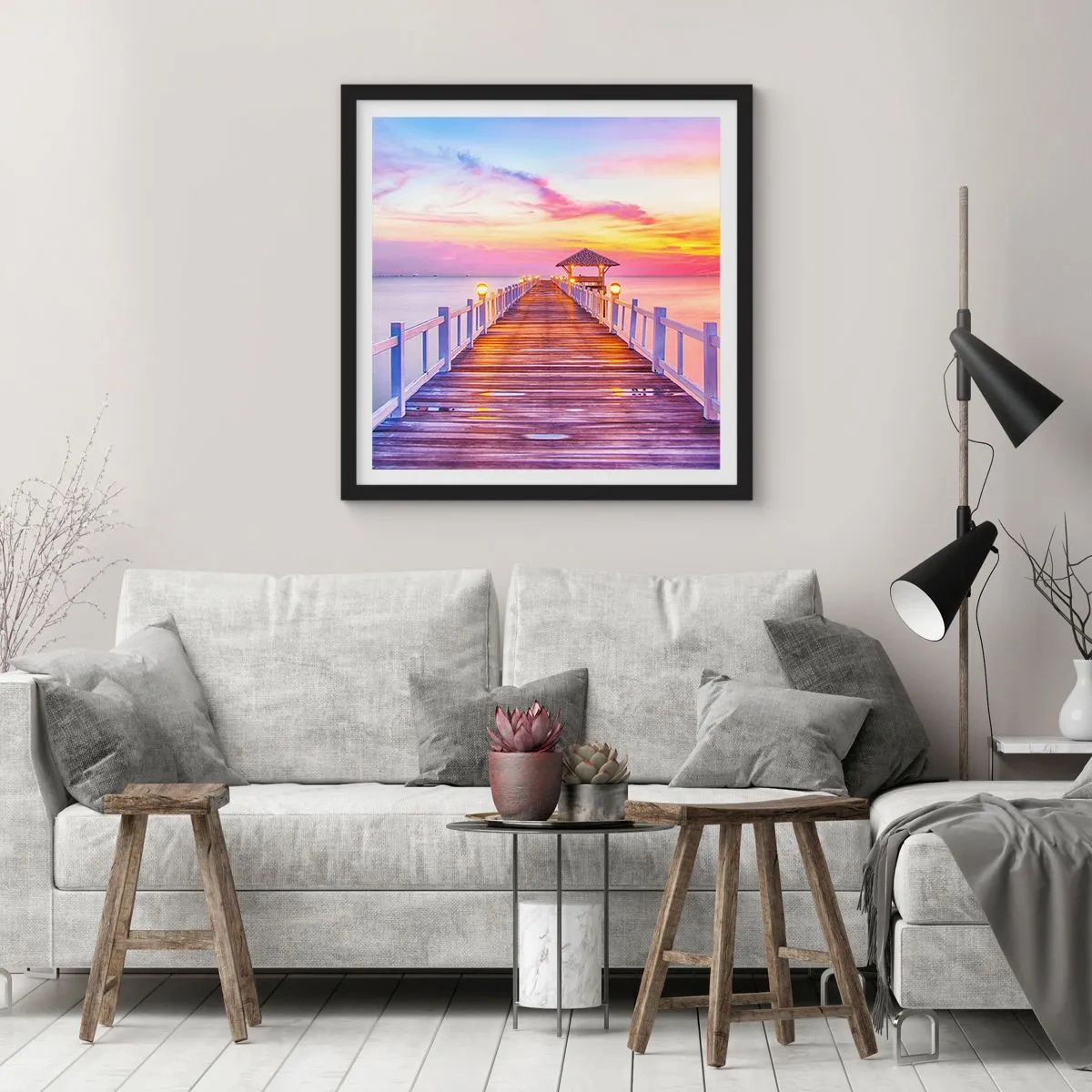 Affiche dans un cadre noir - Poster - Le silence lilas-doré du soir - 30x30 cm