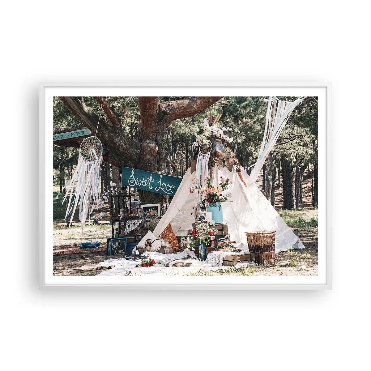 Affiche dans un cadre blanc - Poster - Make love… - 100x70 cm