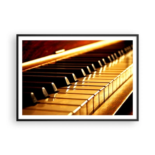 Affiche dans un cadre noir - Poster - Clavier de piano sous un éclairage doré - 100x70cm - Des possibilités infinies - Décoration murale moderne pour le salon et la chambre ARTTOR