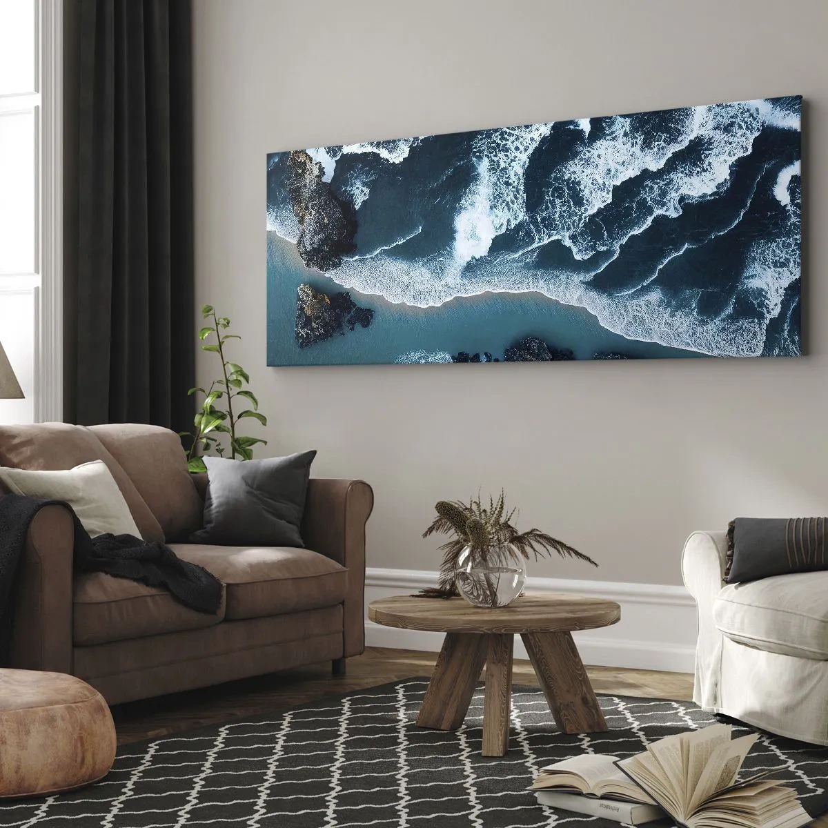 Impression sur toile - Image sur toile - Enveloppé par les vagues - 90x30 cm