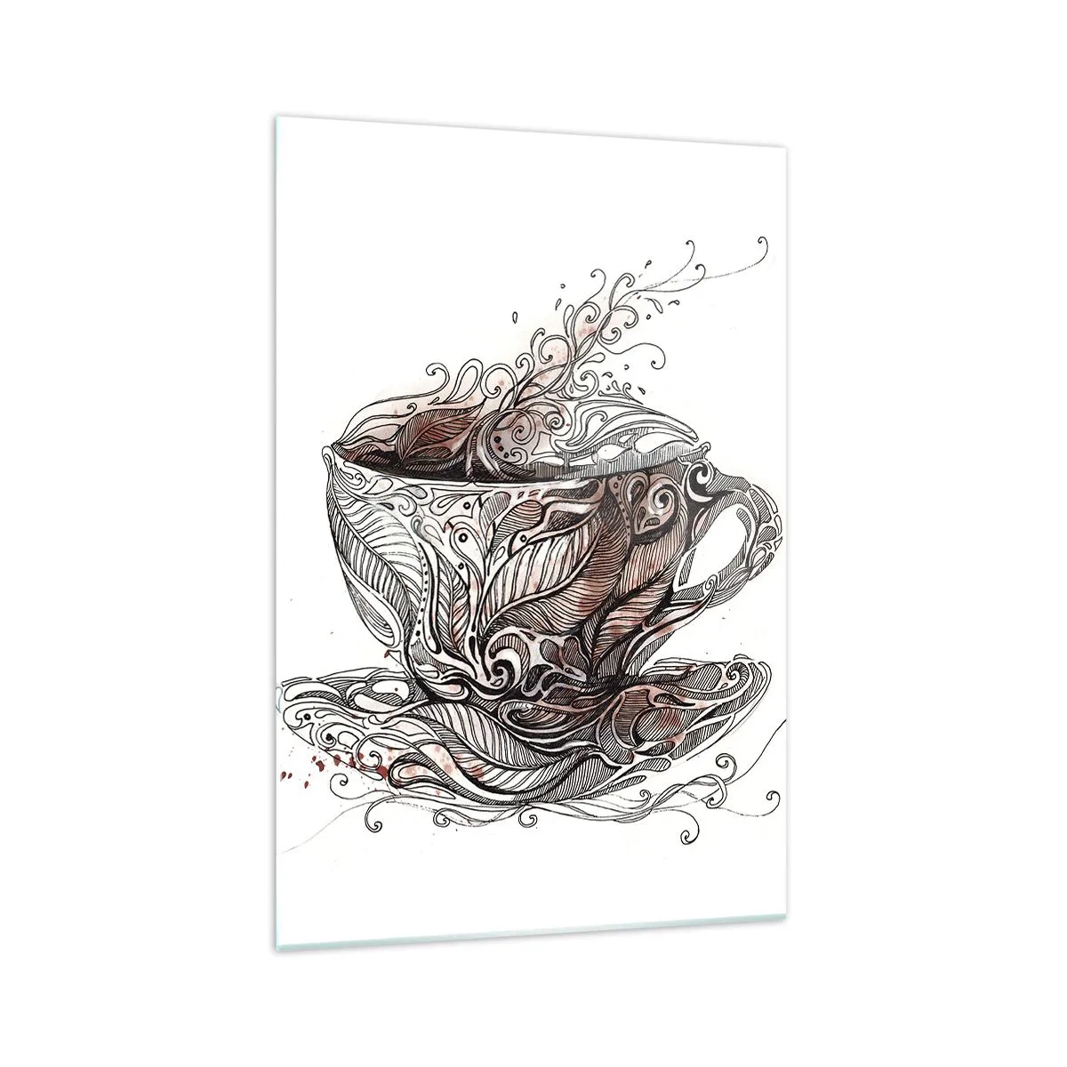 Impression sur verre - Image sur verre - Tasse à café décorative avec un motif artistique - 70x100cm - Du thé, bon pour tout - Décoration murale moderne pour le salon et la chambre ARTTOR