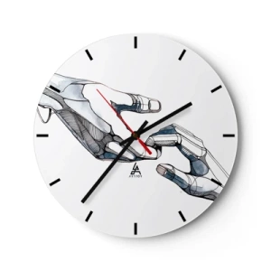 Horloge murale - Pendule murale - Une fusion symbolique de mains humaines et robotiques - 30x30cm - Un bon geste - Décoration murale moderne pour le salon, la cuisine et la chambre ARTTOR