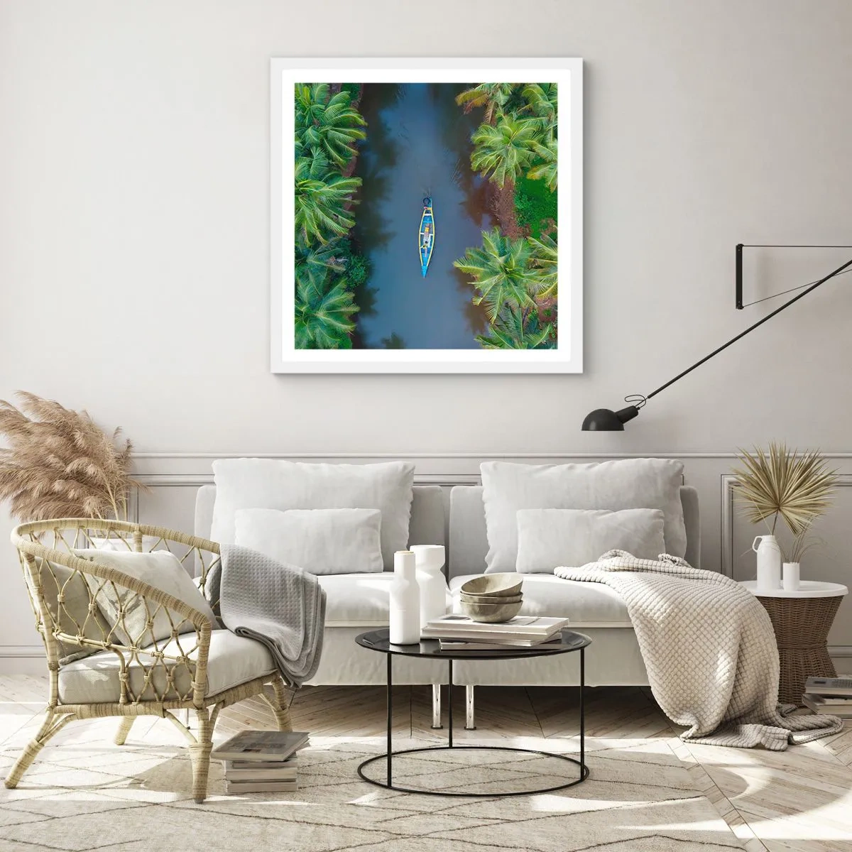 Affiche dans un cadre blanc - Poster - Sur un sentier tropical - 60x60 cm