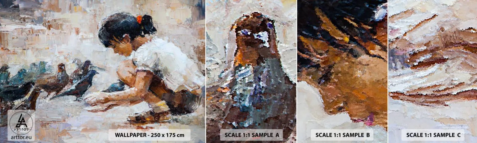 Échantillon de Papier Peint Autocollant Deluxe Sticker - Les plus petits et les plus gentils - Fille, Pigeonneau, Pour les enfants - 100x30 cm