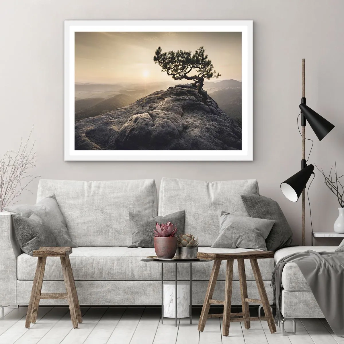 Affiche dans un cadre blanc - Poster - La vie gagne toujours - 50x40 cm