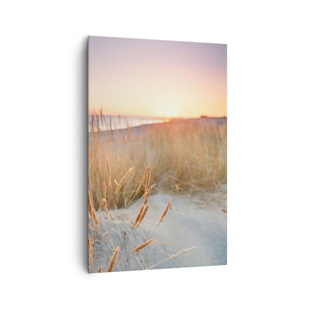 Impression sur toile - Image sur toile - Plage au coucher du soleil avec de hautes herbes - 80x120cm - Berceuse baltique - Décoration murale moderne pour le salon et la chambre ARTTOR