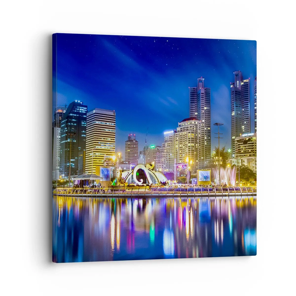 Impression sur toile - Image sur toile - Nuit arc-en-ciel de la métropole - 30x30 cm