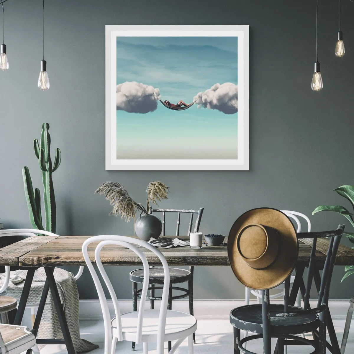 Affiche dans un cadre blanc - Poster - Instant de bonheur - 60x60 cm